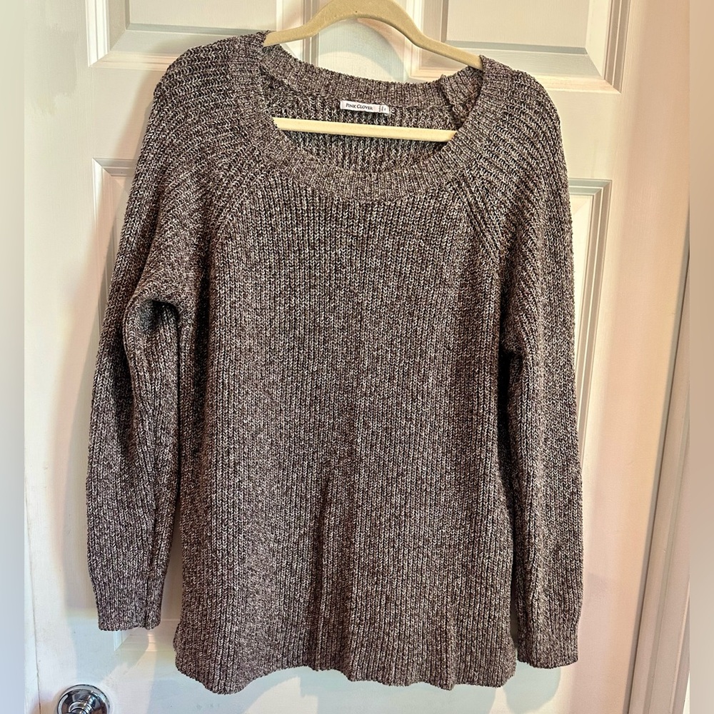 Pink Clover Heathered Brown Crew Neck Sweater